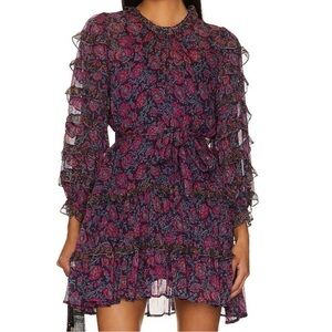 NWT Cleobella Rosalia Mini Dress in Bordeaux Floral Size Large